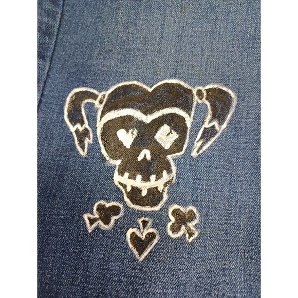 Old Navy Motorcycle Patches Skulls Lips Jeans Sturgis Daytona Lone Wolf Sz 6 - Picture 6 of 10
